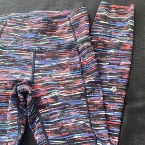 lululemon athletica Multicolor Striped Leggings - Black, Blue, Pink